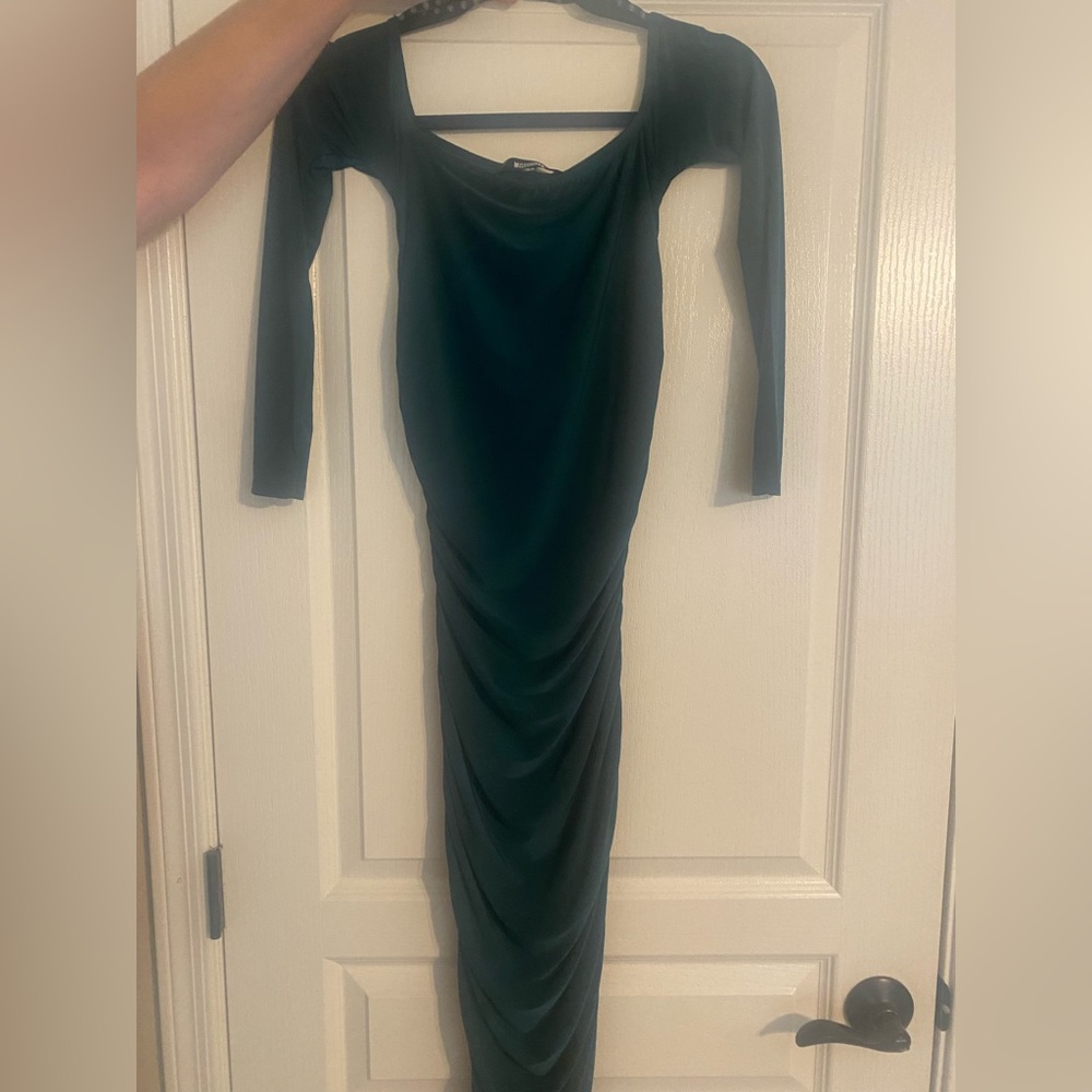 Missguided | Green Off Shoulder Dress - Picture 2 of 3